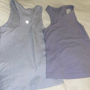 Lululemon align waist length tank size 0 Lavender and Light Blue Tank Tops